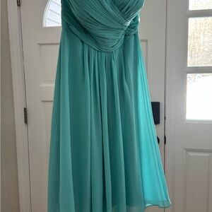 Bill Levkoff Strapless Turquoise Dress